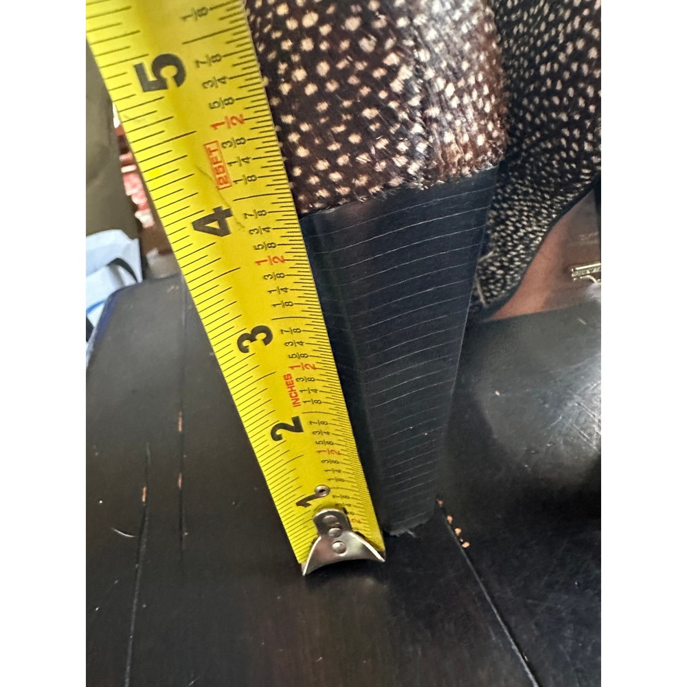 Carrano Anthropologie Calf Hair Spotted Ankle Boots Brown Cream Block Heel 7 - Picture 3 of 10